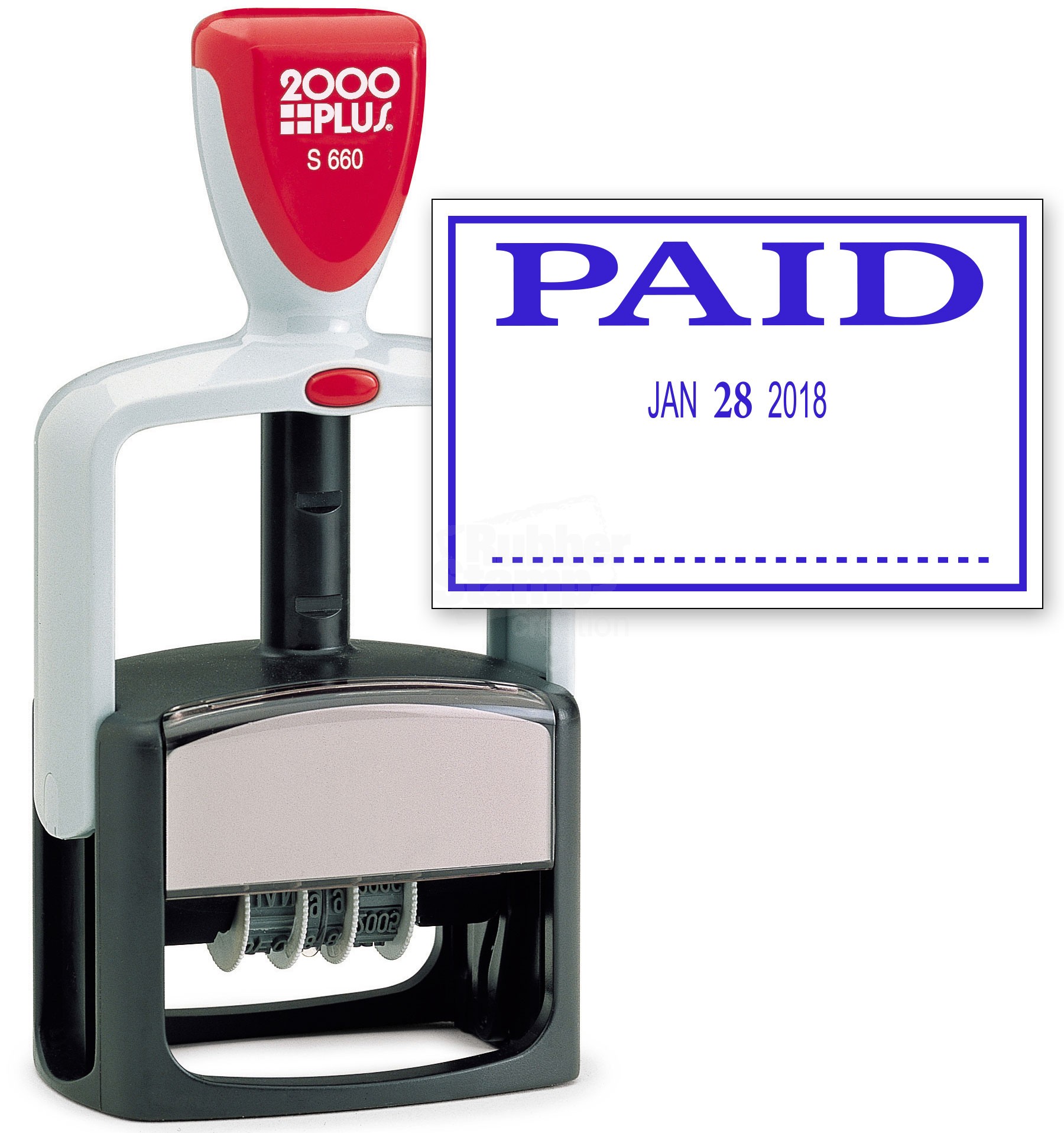 2000 PLUS Heavy Duty Style 2Color Date Stamp with PAID self inking