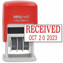 MaxMark Self-Inking Rubber Date Office Stamp with RECEIVED Phrase & Date - RED INK (Max Dater II), 12-Year Band
