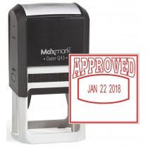 MaxMark Q43 (Large Size) Date Stamp with "APPROVED" Self Inking Stamp - Red Ink