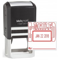 MaxMark Q43 (Large Size) Date Stamp with "E-MAILED" Self Inking Stamp - Red Ink