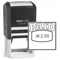 MaxMark Q43 (Large Size) Date Stamp with "PAID" Self Inking Stamp - Black Ink