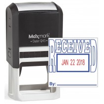 MaxMark Q43 (Large Size) Date Stamp with "RECEIVED" Self Inking Stamp - Blue/Red Ink