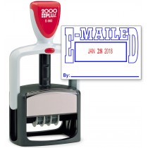 2000 PLUS Heavy Duty Style 2-Color Date Stamp with EMAILED self inking stamp - Blue/Red Ink